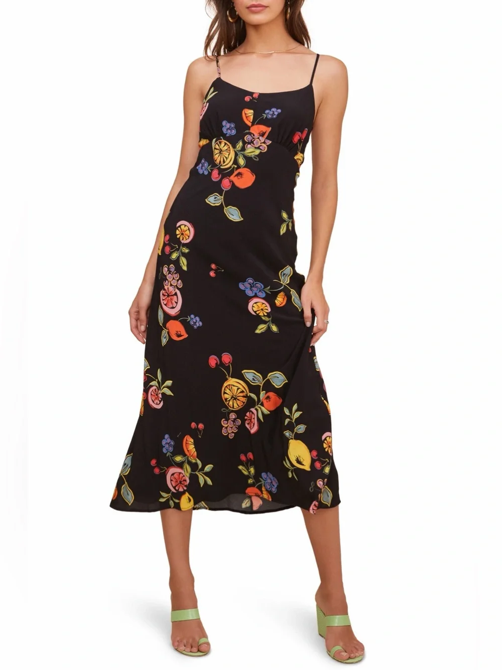 ASTR The Label Charisma Tie Back Sleeveless Midi Dress Size Large Mixed Fruit